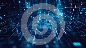 Digital data flowing on abstract circuit board network