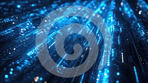 Digital data flowing through abstract circuit board network