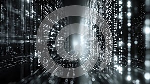 Digital data flowing through abstract cyberspace network