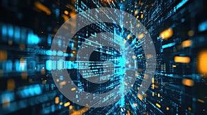 Digital data flowing in abstract cyberspace network