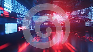 Digital data flowing in abstract futuristic cyber space