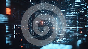 Digital data flowing through abstract futuristic network