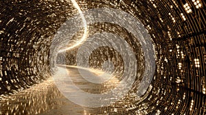 Digital data flowing through abstract light tunnel