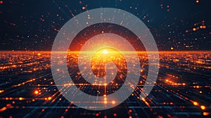 Digital data flowing in abstract network connection