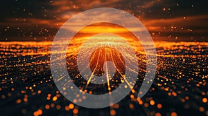 Digital data flowing abstract network technology background