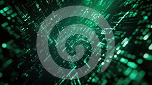 Digital data flowing through abstract neural network background