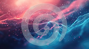 Digital data flowing through abstract particle waves network