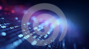 Digital data flowing, abstract technology background with binary code