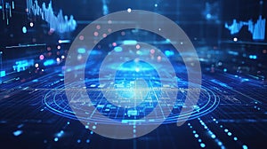 Digital data flowing on abstract technology background