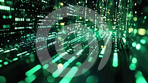 Digital data flowing through abstract technology network