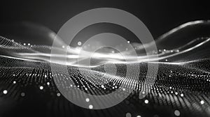 Digital data flowing abstract wave surface network