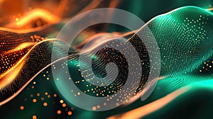 Digital data flowing across abstract network surface