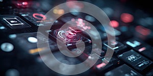 Digital dashboard displaying data visualization and futuristic interface