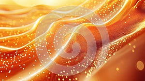 Digital data flowing across orange wave technology