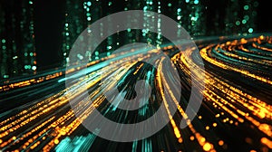 Digital data flowing through complex network connections