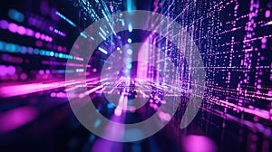 Digital data flowing cyberspace network connection background