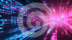 Digital data flowing cyberspace network connection background