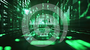 Digital data flowing through futuristic server room infrastructure