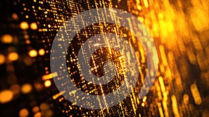 Digital data flowing through golden technology network