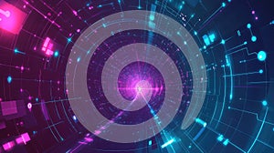 Digital data flowing inside abstract technology tunnel