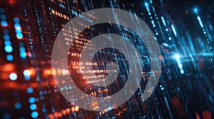 Digital data flowing matrix cyber technology background