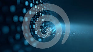 Digital data flowing, representing network and cybersecurity