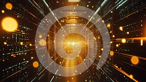 Digital data flowing through server room network