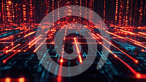 Digital data flowing on technology circuit board network