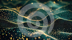 Digital data flowing on a technology network background