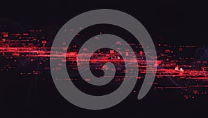 Digital data glitching with red error stream on dark background