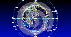Digital data globe - abstract scientific technology data network surrounding planet earth conveying connectivity