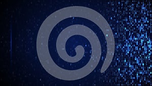 Digital data glowing blue hex code