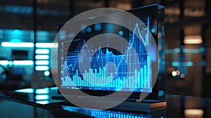 The digital data graph screen.AI generated image photo