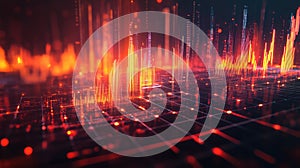 Digital data grid displaying financial market analysis