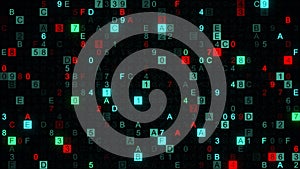 Digital data hex code symbols abstract background