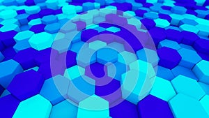Digital data. Hexagon shape in structure of architecture technology concept on blue background, 3d abstract illustration