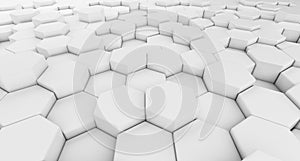 Digital data. Hexagon shape in structure of architecture technology concept on white background, 3d abstract illustration