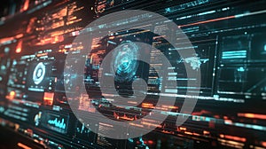 Digital data interface displaying big data analytics processing