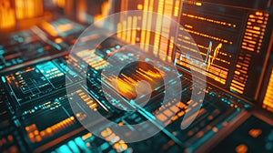 Digital data interface displaying financial analytics charts