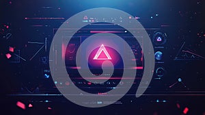 Digital data interface displaying futuristic hud technology triangle