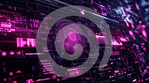 Digital data interface showing cybersecurity and futuristic technology