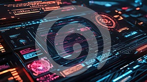 Digital data interface showing futuristic technology and cybersecurity
