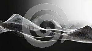 Digital data landscape creating a futuristic wave background