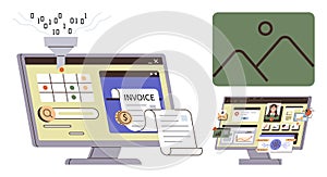 Digital Data Management with Invoice Processing on a Computer Screen