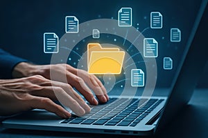 Digital data management and organization on a laptop