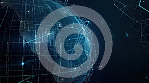 Digital data network concept with abstract background of interconnected nodes representing global cyber security system