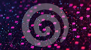 Digital data network connecting blockchain blocks and particles