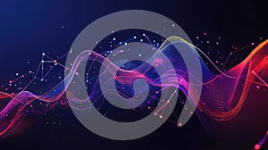 Digital data network connecting colorful flowing lines