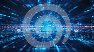 Digital data network connecting futuristic big data processing