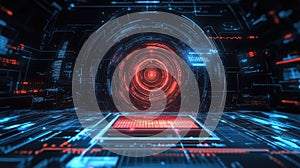 Digital data network connecting futuristic technology with core processing